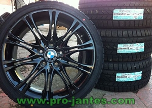 Pack jantes Bmw M3 black Gloss 18 pouces pour serie 1-3 e46 e90 e92 e91 Z4 Touring + pneus Bridgestone potenza S001 225/40 & 255/35r18 92ZR/Y /XL